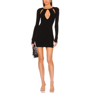 Michael Costello 'Abner' Black Viscose Cut Out Mini Dress Size S